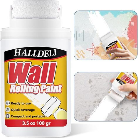 Kit Retouche Peinture Blanc Mur Mini Rouleau Peinture Blanche Mur Plafond Réparation Rapide Peinture Murale Intérieur Couverture Opaque Facile Utiliser (1/5)