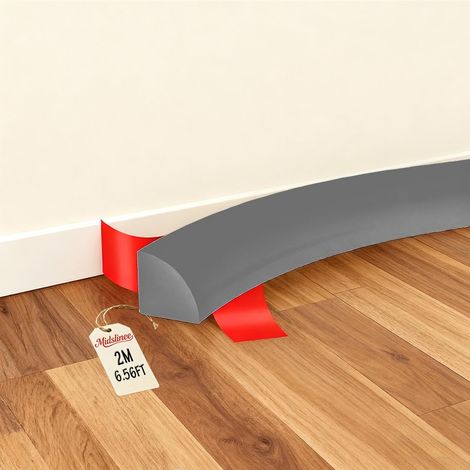 Midslinee Gris 2M Moulures Décoratives en Silicone, Plinthe Souple Autocollante, Plan de Travail de Cuisine, Barre d'angle Flexible pour Salle de Bain, Cuisine, Salon (1/5)