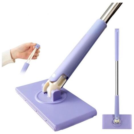 QORVA-(1 mini serpillère + gant de toilette) Mini serpillère à changement automatique de chiffon rotative à 360° - Mini balai plat sans mains - Nettoyage (1/5)