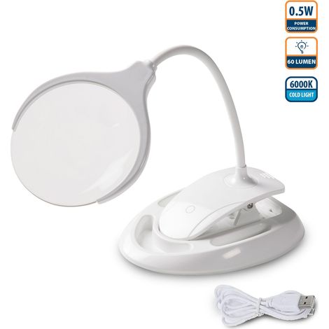 Lampada LED VELAMP con lente ricaricabile 3X/8X e batteria a lunga durata. (1/5)
