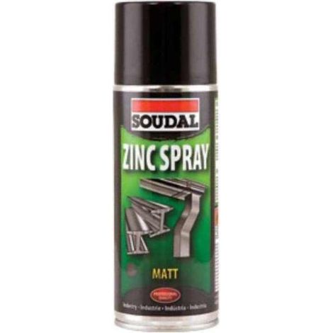 SOUDAL spray zincante mate soudal 400ml , El spray zincante mate (zinc spray) de Soudal en formato de 400 ml es una solución eficaz para proteger y preservar superficies metálic