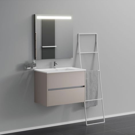 Inda - Meuble de salle de bain 2 tiroirs L.80 avec lavabo miroir (1/5)