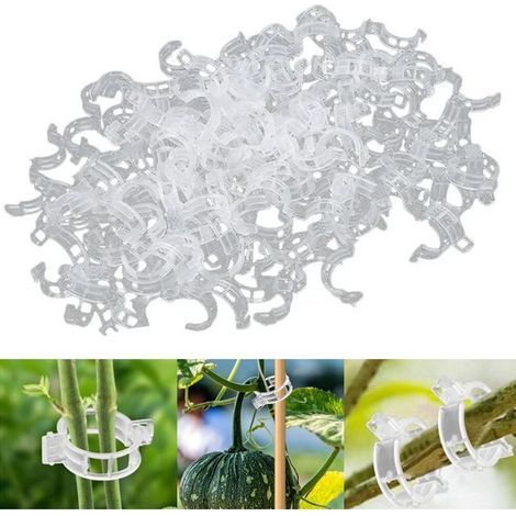 Lot de 100 clips de fixation en plastique pour plantes grimpantes, treillis, tomates, vignes, légumes et autres supports à plantes (1/5)