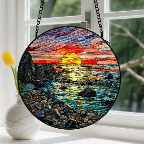 Capteur de Soleil en Vitrail Décoration Spirituelle pour Maison 9cm (1/4)