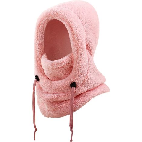 Écharpe de protection auditive chaude et moelleuse pour l'automne et l'hiver, avec capuche intégrée, masque épais pour le ski et le vélo, coupe-vent, rose, taille enfant - S (1/4)