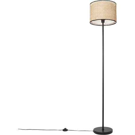 Land Stehlampe schwarz mit Rattanschirm - Kata (1/4)