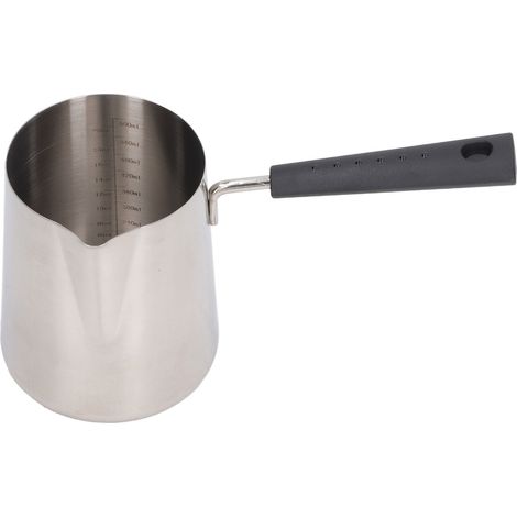 Milchkanne aus Edelstahl 304 mit langem Griff und spitzem Ausguss, skaliert, 600 ml, Maße: 20,5 x 11,5 x 9 cm / 8,1 x 4,5 x 3,5 Zoll (1/5)