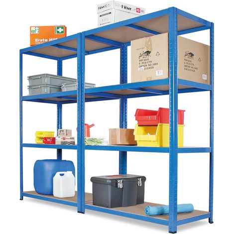BRB Rayonnage complet robuste, système enfichable, bleu, capacité de charge 265 kg par niveau, LxPxH 1800 x 500 x 1800 mm (1/2)