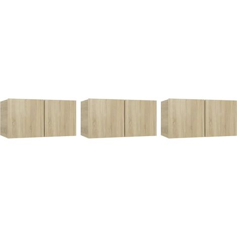vidaXL Muebles de salón colgantes 3 uds roble Sonoma 60x30x30 cm (1/2)