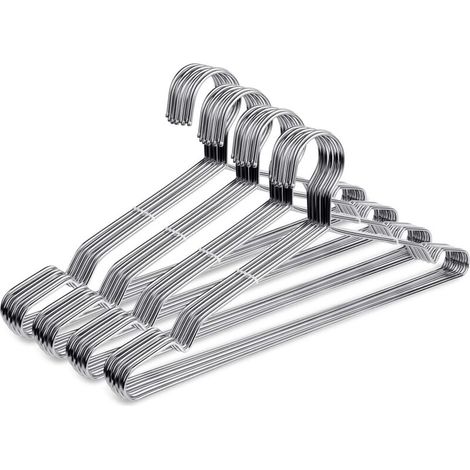 Cintre en acier inoxydable, argenté, 40 cm, lot de 20, cintre épais, ultra-fin, gain de place. (1/5)