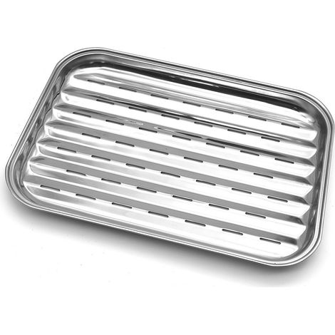 BBQ-Grillplatte aus Edelstahl, quadratische Hohlloch-Grillplatte, 34,3  24,3  2,4 cm