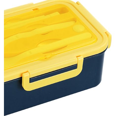 Klassisches blaues Lunchset für unterwegs, 1400 ml, mikrowellengeeignete, unterteilte Lunchbox für Schüler, großer Behälter im INS-Stil, fürs Büro (1/5)