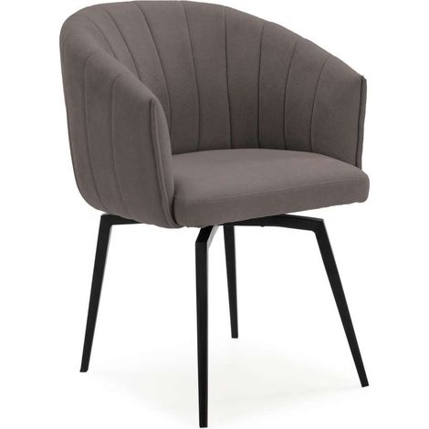 Sillón giratorio modelo Plumeti tapizado textil gris oscuro, 81cm(alto) 60cm(ancho) 61cm(largo) (1/4)
