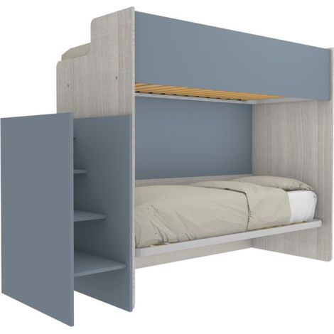 Letto a castello minimalista con terzo letto estraibile - Rovere Rock e Avio