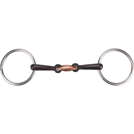 Mors de filet pour cheval en acier inoxydable durable avec lien en cuivre elliptique (115mm) (1/5)