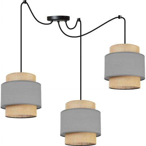 Hängelampe, Kronleuchter, Deckenlampe, Boho-Jute-Lampenschirm (1/5)