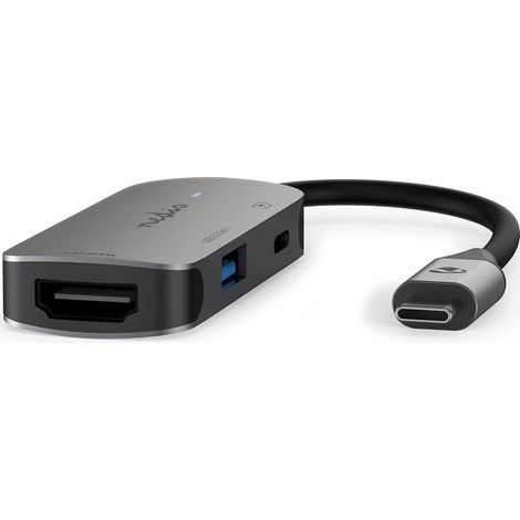 Adaptador usb multipuerto usb 32 generacion 1 usb c macho salida hdmi usb a hembra usb c hembra 5 gbps 010m redondo niquelado pvc gris caja (1/5)