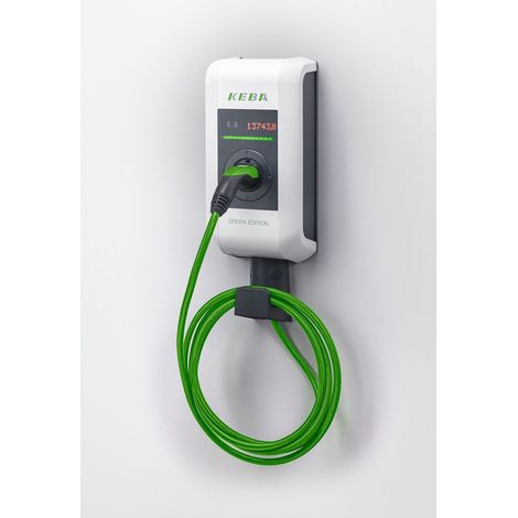 Keba Wallbox KeContact P30 c-series, 22kW, 6m Ladekabel Typ 2, RFID, IP54, Kunststoff, Reinweiß/Anthrazitgrau, 122112 (1/2)