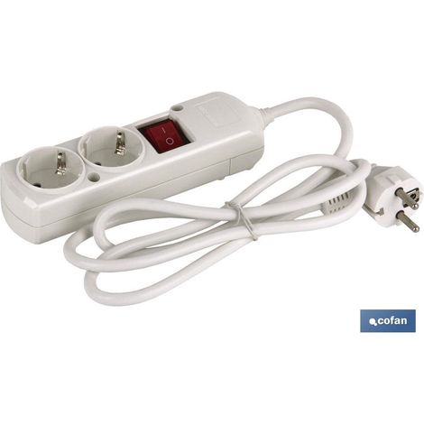 Bipolare Basis 2 Steckdosen und 1,5 m Verlängerung mit Luminos-Schalter 16a250v