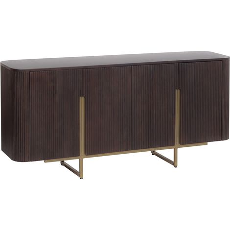 Credenza 4 ante in legno di mango e metallo dorato Naturale scuro - DOLIYA di Maison Céphy