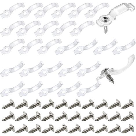 200 Pièces Clip de Fixation pour Bande LED Transparent 10mm/12mm (1/5)