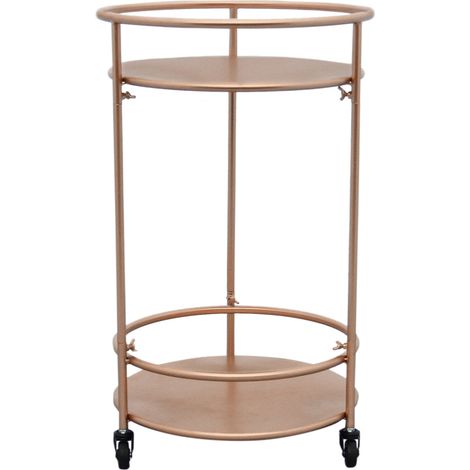 Chariot de Bar Desserte Cocktails Boissons Table Année 30 Art Déco Or Rose Roues Pivotantes Rangement , Boissons, Rétro, Meuble
