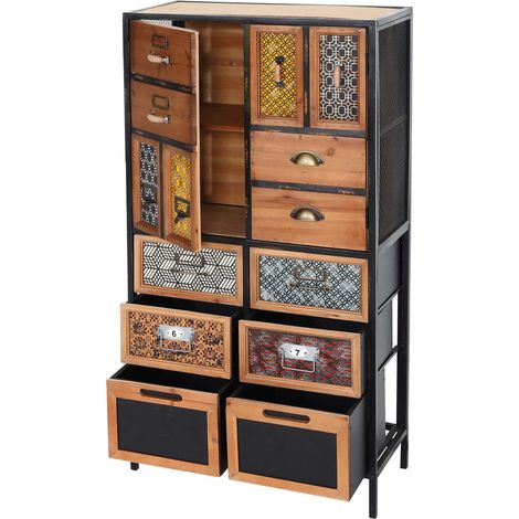 [JAMAIS UTILISÉ] Commode à pharmacie HHG-481, Armoire à tiroirs Commode Étagère Tiroirs, Métal Sapin Bois, Vintage Shabby-Look 120x62x33cm