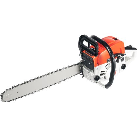 Scie à chaîne à essence, moteur 2 temps 52cc, avec longueur de lame de 51cm et démarrage facile, lubrification automatique de la chaîne idéale pour le bois de chauffage, l'élagage des arbres (1/5)
