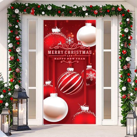 Nouvelle décoration de porte adhésive pour Noël, tissu à suspendre, toile de fond pour décoration de fête, tapisserie pour porte de chambre, largeur de porte - SDMT-059 - 110180cm
