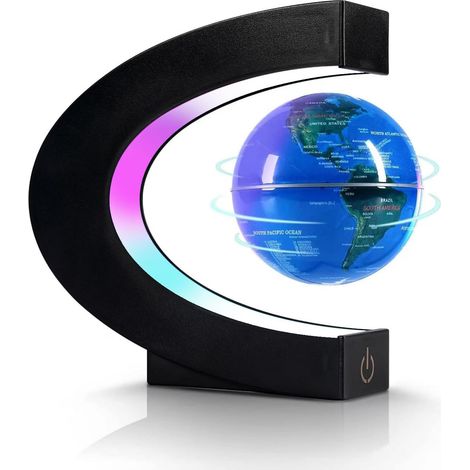 Globe Terrestre - Lévitation Magnétique - LED Éclairé - Pour Décoration Bureau Éducation - Diamètre 8,5 cm (1/5)