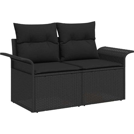 Maison Exclusive - Gartensofa mit Kissen Schwarz 141 x 62 x 69cm