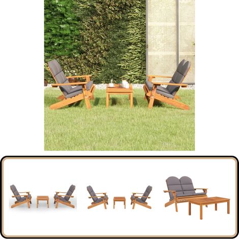 Ensemble de salon de jardin Adirondack 3 pcs bois acacia solide - Salon De Jardin - Mobilier De Jardin - Chaise Longue - Banc Extérieur - Set De Salon