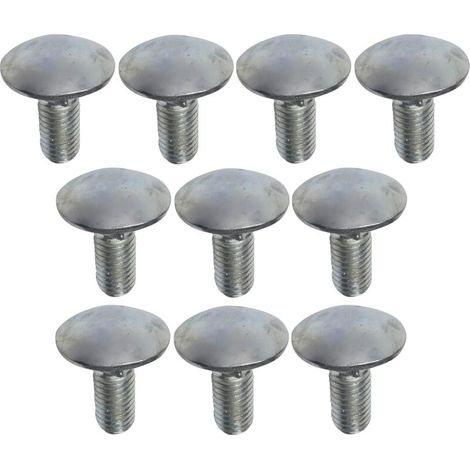 C49000 - Lot de 10 boulons de carrosserie/charrue à tête ronde à collet carré- M8x20mm - en acier zingué - DIN 603