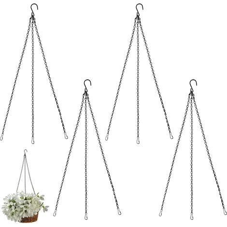 Lot de 4 chaînes suspendues pour métal crochet clip panier fleurs pots fleurs mangeoires oiseaux cages oiseaux lanternes ornements (1/5)