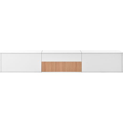 Mobile TV moderno bianco in truciolato 180 x 34 x 30 cm con ripiano per proiettore (1/5)