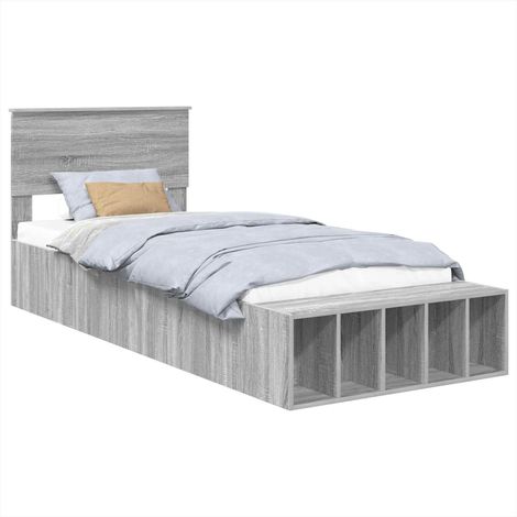 Maison Exclusive - Struttura del letto con lo scaffale Grigio Sonoma 100 x 200 cm