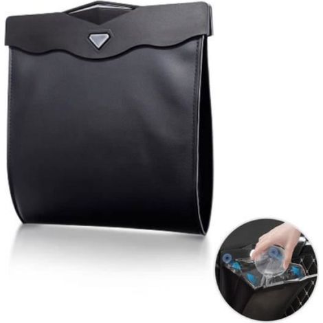Poubelle de Voiture - Modèle avec Lumières LED - Cuir PU Imperméable - Ouverture Magnétique - Noir Noir noir POUBELLE DE LITIERE (1/5)