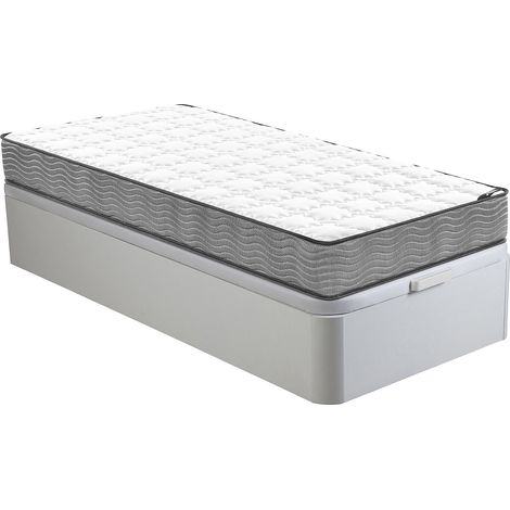 Set 90 x 190 cm rete contenitore Bianco + materasso molle insacchettate sp. 19 cm - KIJAL di YSMÉE