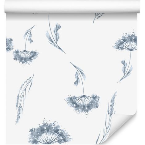 Papel pintado Flores de pradera en estilo acuarela para salón y dormitorio 50x1000 cm (1/5)