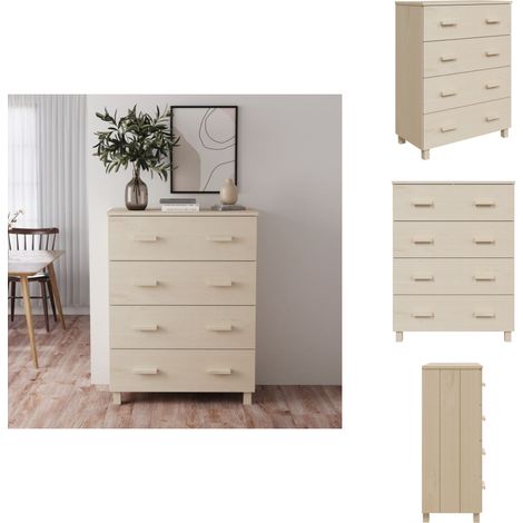 Sideboard HAMAR Honigbraun 79x40x103,5 cm Massivholz Kiefer - Holz Sideboard - Kommode - Wohnzimmermöbel - Regal - Aufbewahrung (1/5)