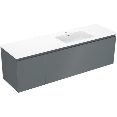 Mexen Orio armario de baño 160 cm con lavabo Otis derecho, 1S, 1D, grafito mate/blanco mate - 91A13-16047-3-BBFF66-W18P01 (1/5)