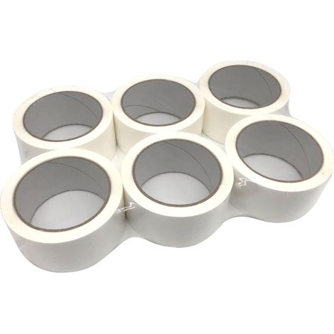 Ruban adhésif PP Blanc 48 mm (ép. 25) x L. 66 mètres par 6 rouleaux "spécial emballage et déménagement" - D-Work (1/5)