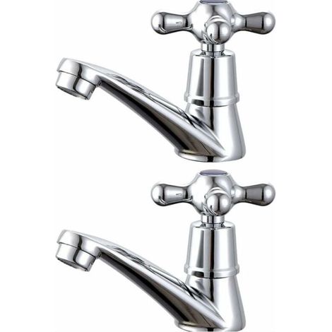 1 paire de robinets de lavabo chaud et froid pour lavabo de salle de bain (température non réglable) (1/4)