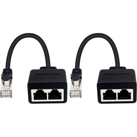 Adaptateur RJ45 1 mâle vers 2 femelles pour extension de câble Ethernet LAN (utiliser simultanément) Surfez en ligne en même temps (1/5)