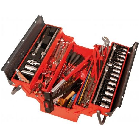 Mob Outillage – Boîte à outils maintenance 5 compartiments 93 pièces – Caisson rigide peinture époxy – Rivets renforcés – Poignées ergonomiques - 9501093001 (1/2)