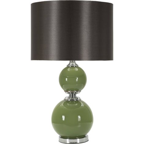 Dmora - Lampada da tavolo Falletto, Luce da scrivania , Luminaria da ufficio, Lampada da lavoro, 38x38 h65 cm, Verde e Grigio
