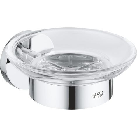 Soap Dish with Holder, Concealed Fixings, Glass and Metal, Chrome Finish, for Bathroom (1/5)