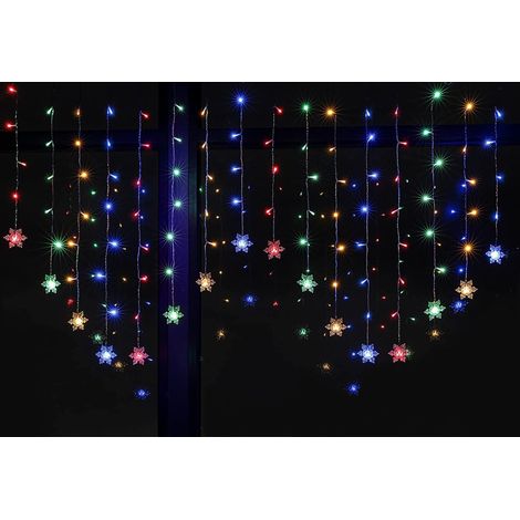 Rideau Lumineux de Flocon de Neige 4m  Rideau Guirlande Lumineuse Fenêtre Intérieur Version USB 8 fonctions + télécommande Décoration Noël Fenêtre Lumineux pour Mariage Jardin Chambre Anniversaire Mul