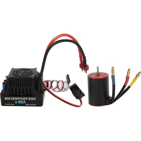 Kit moteur brushless étanche RC 3650 2300KV avec variateur électronique étanche 60A pour voitures RC 1/10 (pièces de rechange) (1/5)