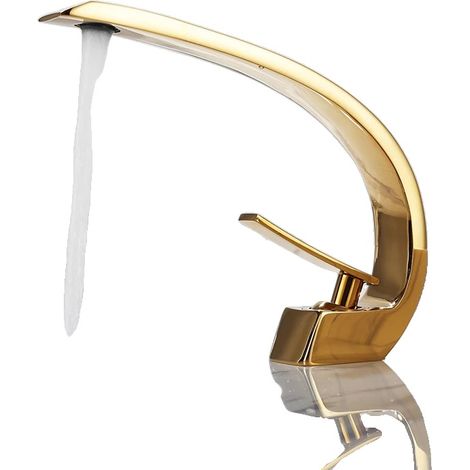 Rubinetto per bagno, design contemporaneo, monocomando, colore oro. (1/2)
